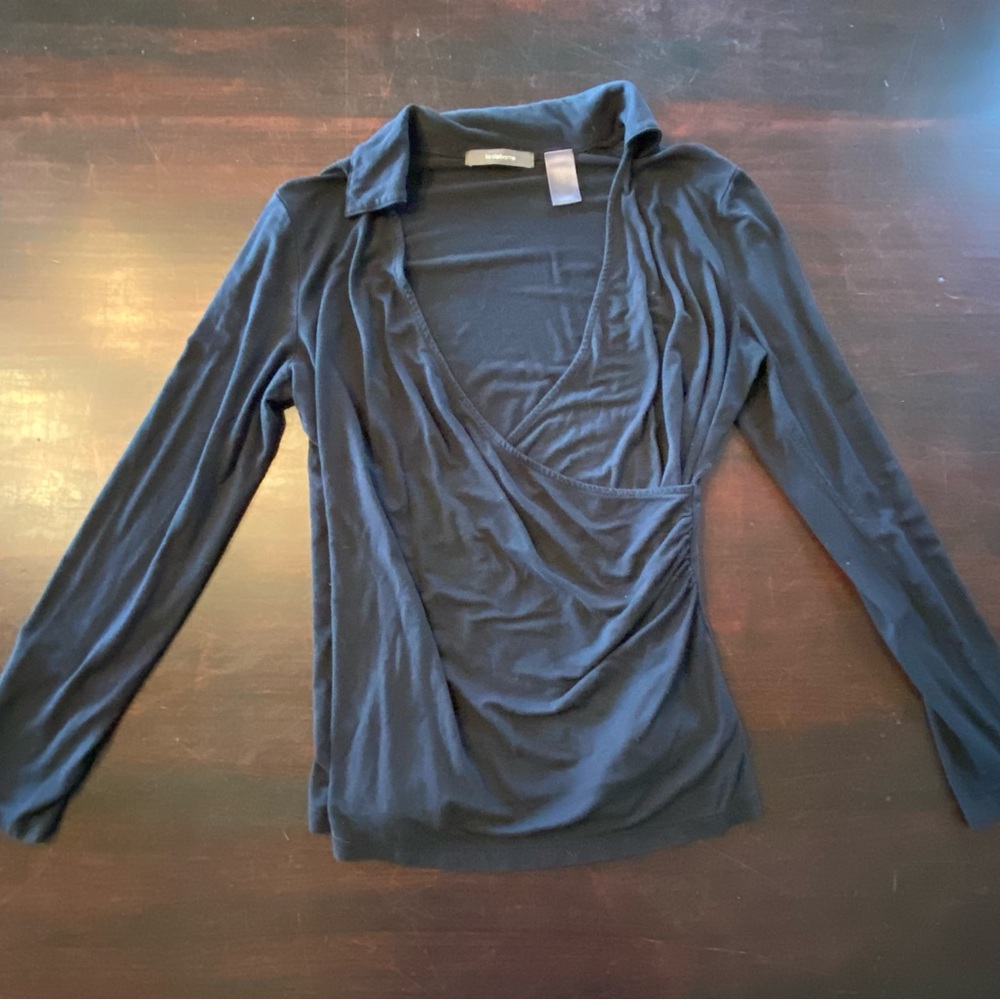 Liz Claiborne Elegant Black Long Sleeve Top, Size Medium